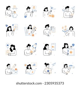 Paquete de ilustraciones de mano bancaria dibujadas 

