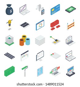 Pack Of Banking Isometric Icons 