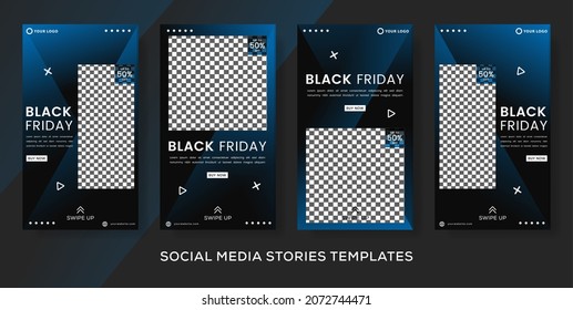 pack banner stories post for black friday sale with gradient color. premium vector