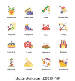 Pack of Beach Trip Flat Icons 

