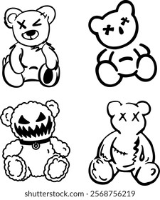 Pack of bear graffiti vector design