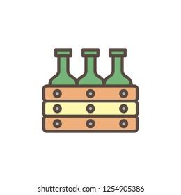 Pack of beer bottles filled outline icon, line vector sign, linear colorful pictogram isolated on white. Beer box symbol, logo illustration. Pixel perfect vector graphics