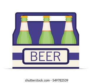 Pack of beer bottles flat style icon. Vector illustration.