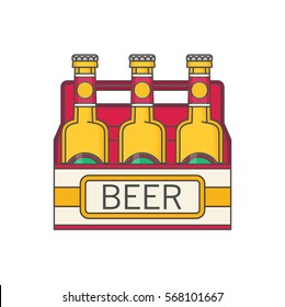 Pack of beer bottles flat style icon. Vector illustration.