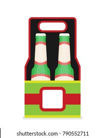 Pack of beer bottles flat style icon. Vector illustration.