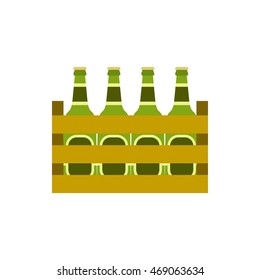 Pack of beer bottles icon in flat style isolated on white background