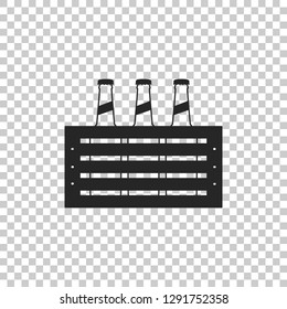 Pack of beer bottles icon isolated on transparent background. Case crate beer box sign. Flat design. Vector Illustration