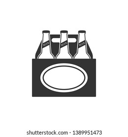 Pack of beer bottles icon isolated. Case crate beer box sign. Flat design. Vector Illustration