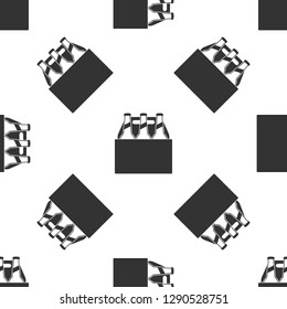 Pack of beer bottles icon seamless pattern on white background. Case crate beer box sign. Flat design. Vector Illustration