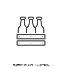 Pack of beer bottles line icon. linear style sign for mobile concept and web design. Beer box outline vector icon. Symbol, logo illustration. Vector graphics
