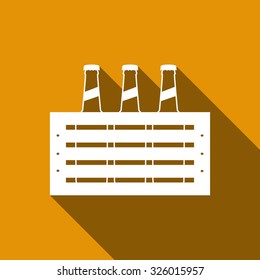 Pack of beer flat icon with long shadow. Vector Illustration