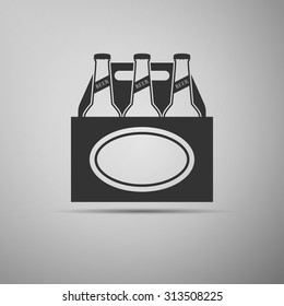 Pack of beer icon on grey background. Vector Illustration
