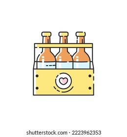 Pack of beer icon. Vector modern pack of beer bottles barrel sign. 