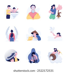 Pack of Beliefs Flat Illustrations 

