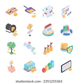 Pack of Benefit Services Isometric Icons 

