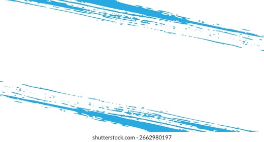 Un paquete de líneas de Vector de tinta azul claro dobladas. Trazos de pincel largos y redondeados dibujados a mano, texto resaltado, marcos y círculos. Caligrafía asiática moderna.