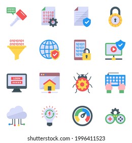 Pack of Binary Coding Flat Icons 