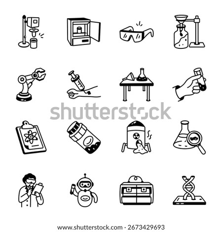 Pack of Biotech and Research Drawing Icons 
