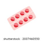 Pack of birth control pills. Blister of oral hormonal medicines for contraception. Packet of contraceptive women drug. Flat vector illustration isolated on white background
