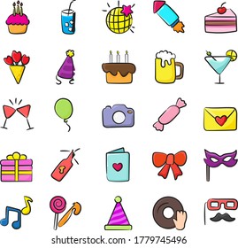Pack Of Birthday Doodle Icons 