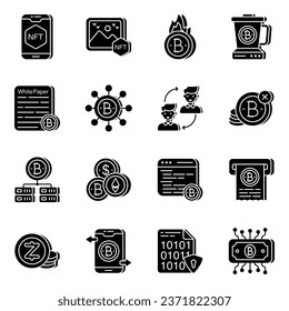 Paquete de iconos vectoriales de bitcoin y criptodivisa

