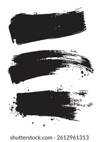 Pack of Black Grunge set of Brush Stroke Vector Collection