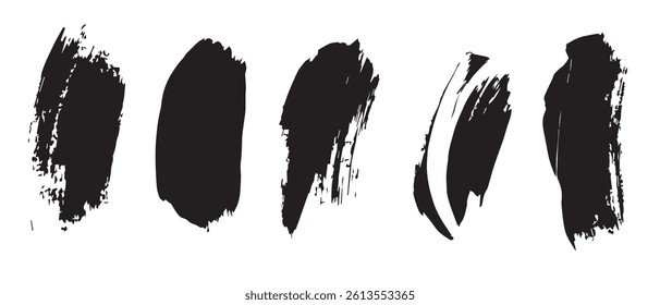 Pack of Black Grunge set of Brush Stroke Vector Collection