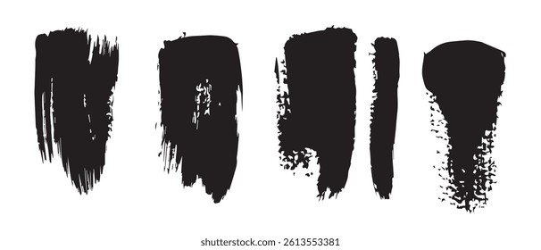 Pack of Black Grunge set of Brush Stroke Vector Collection