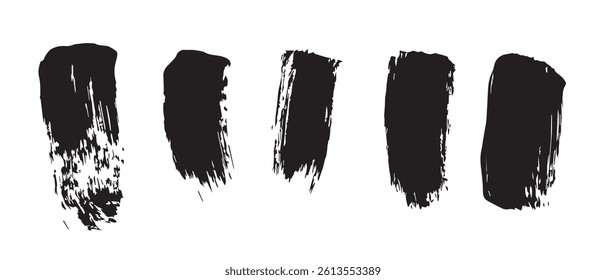Pack of Black Grunge set of Brush Stroke Vector Collection