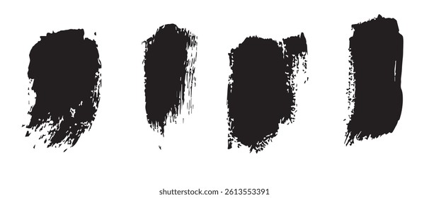 Pack of Black Grunge set of Brush Stroke Vector Collection
