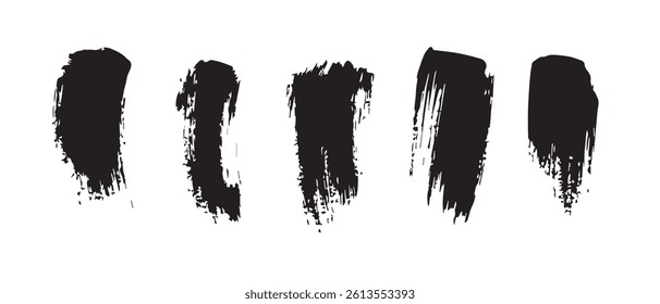 Pack of Black Grunge set of Brush Stroke Vector Collection