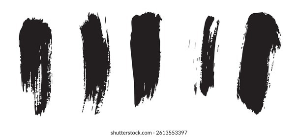 Pack of Black Grunge set of Brush Stroke Vector Collection