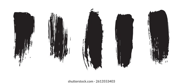 Pack of Black Grunge set of Brush Stroke Vector Collection