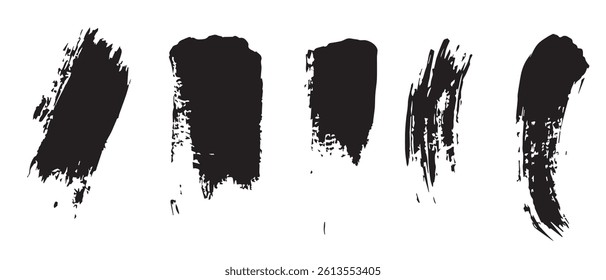 Pack of Black Grunge set of Brush Stroke Vector Collection