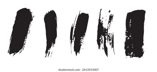 Pack of Black Grunge set of Brush Stroke Vector Collection