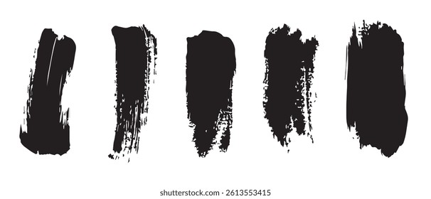 Pack of Black Grunge set of Brush Stroke Vector Collection