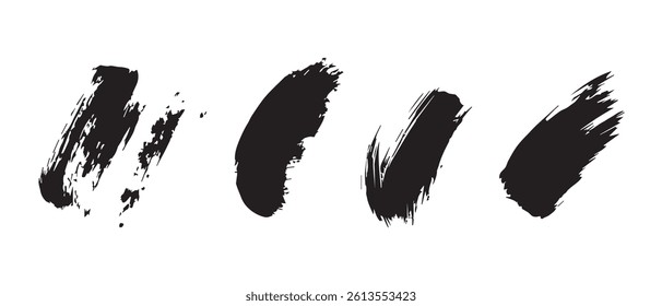 Pack of Black Grunge set of Brush Stroke Vector Collection