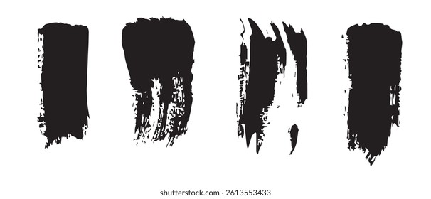 Pack of Black Grunge set of Brush Stroke Vector Collection