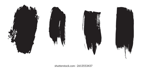 Pack of Black Grunge set of Brush Stroke Vector Collection