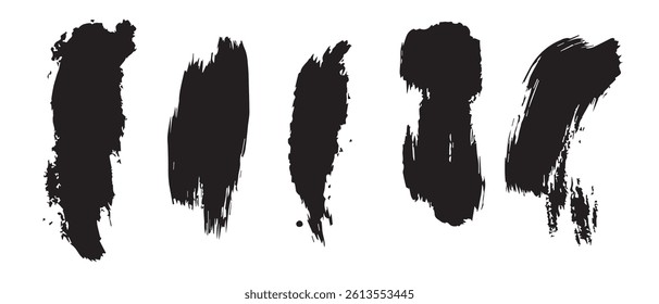 Pack of Black Grunge set of Brush Stroke Vector Collection