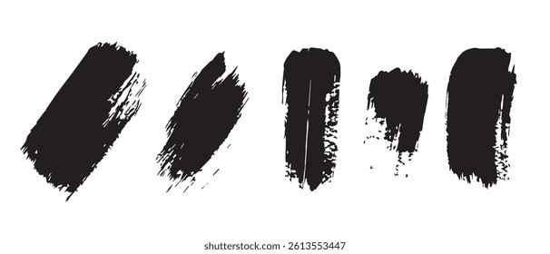 Pack of Black Grunge set of Brush Stroke Vector Collection