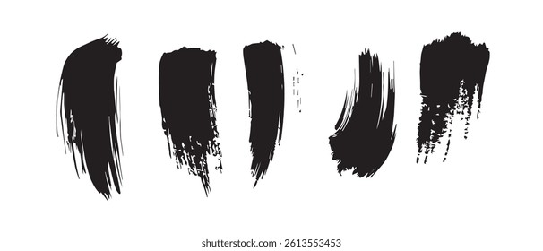 Pack of Black Grunge set of Brush Stroke Vector Collection