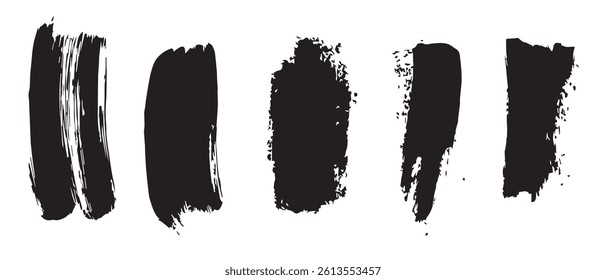 Pack of Black Grunge set of Brush Stroke Vector Collection