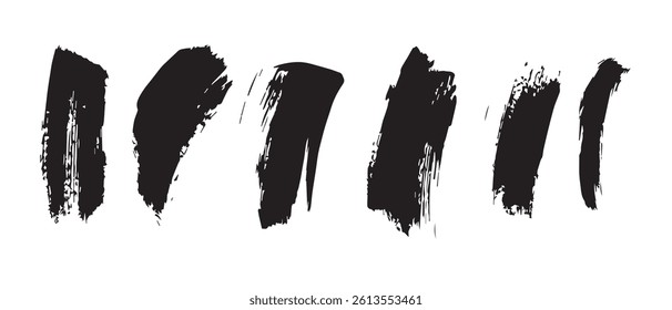 Pack of Black Grunge set of Brush Stroke Vector Collection