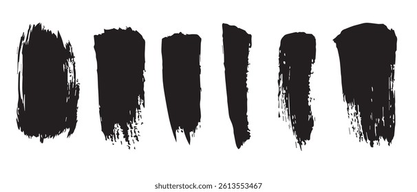 Pack of Black Grunge set of Brush Stroke Vector Collection