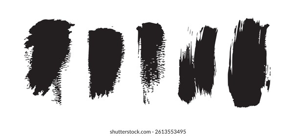 Pack of Black Grunge set of Brush Stroke Vector Collection