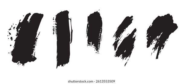 Pack of Black Grunge set of Brush Stroke Vector Collection