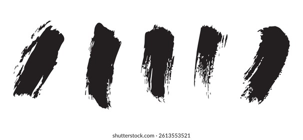 Pack of Black Grunge set of Brush Stroke Vector Collection