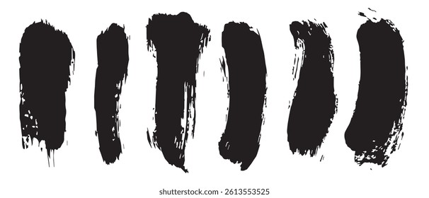 Pack of Black Grunge set of Brush Stroke Vector Collection
