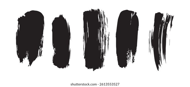Pack of Black Grunge set of Brush Stroke Vector Collection